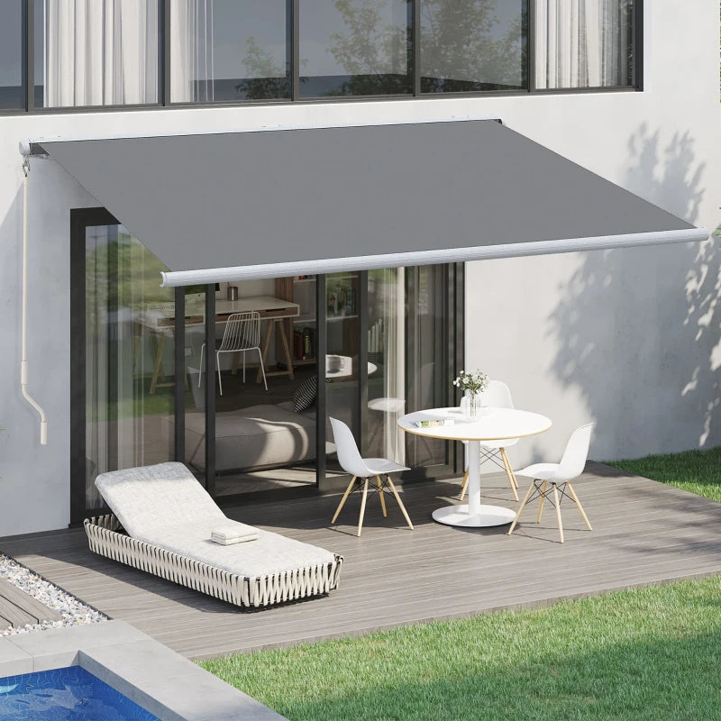 Outsunny 4x3m Full Cassette Electric/Manual Retractable Awning