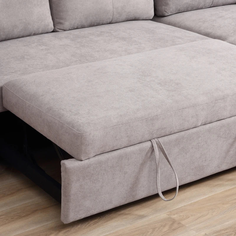 HOMCOM Linen-Look 'L' Storage Sofa Bed