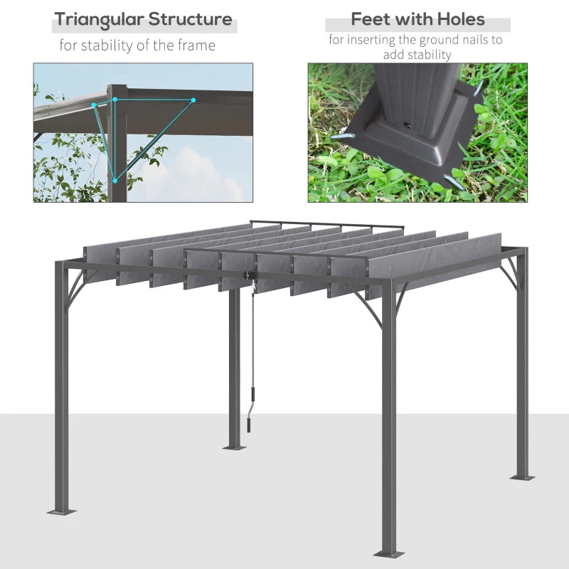 Outsunny 3 x 3(m) Outdoor Pergola with Retractable Roof