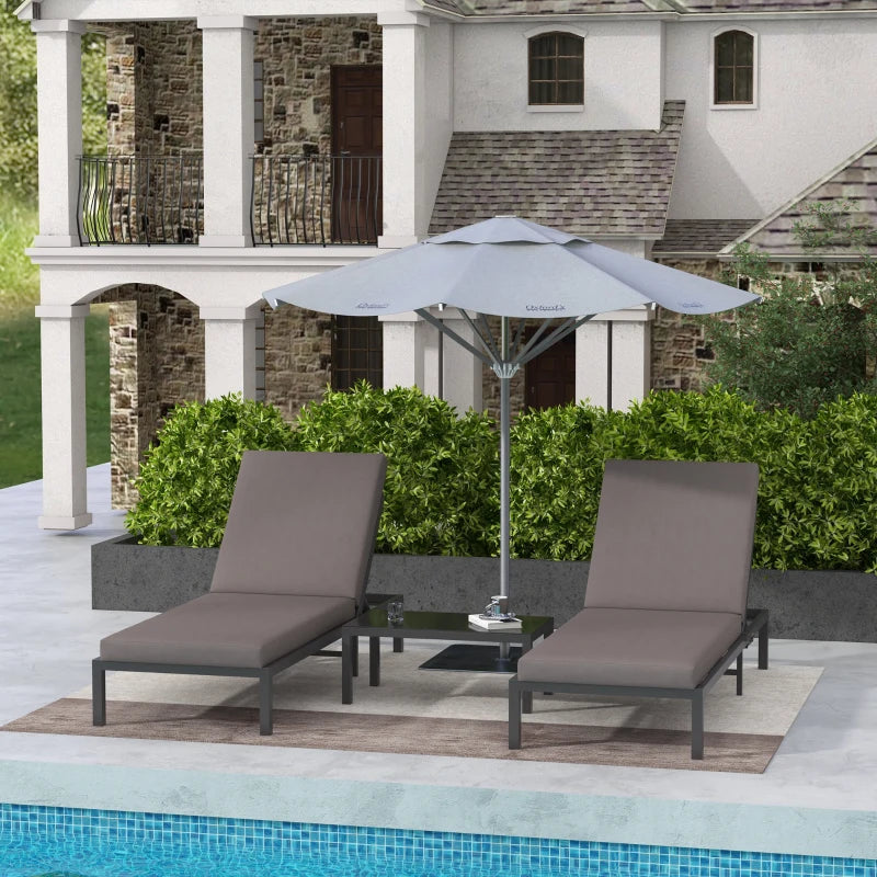 Outsunny Three-Piece Aluminium Lounger Set