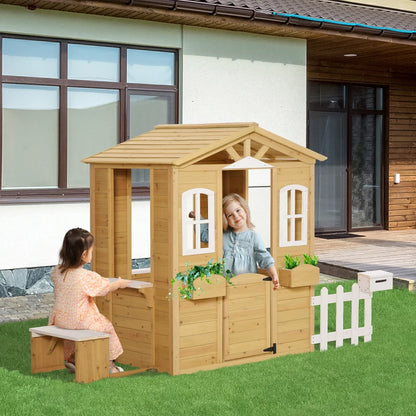 Outsunny Wooden Outdoor Playhouse