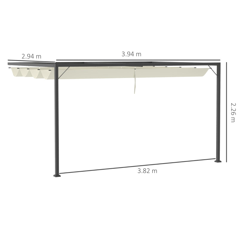 Outsunny 4 x 3(m) Outdoor Pergola Retractable Canopy Wall Mounted