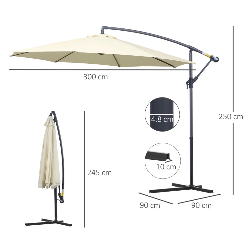 Outsunny 3 m Parasol Garden Sun Umbrella