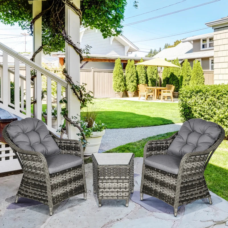 Outsunny 3 PCS Rattan Seating Set | 2 Armchairs & Table