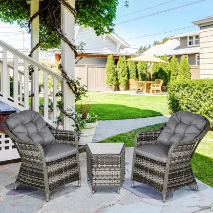 Outsunny 3 PCS Rattan Seating Set | 2 Armchairs & Table