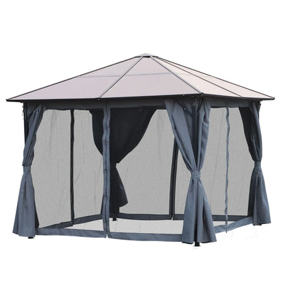 Outsunny 3m x 3m Hardtop Metal Frame Mesh Draped Gazebo Black