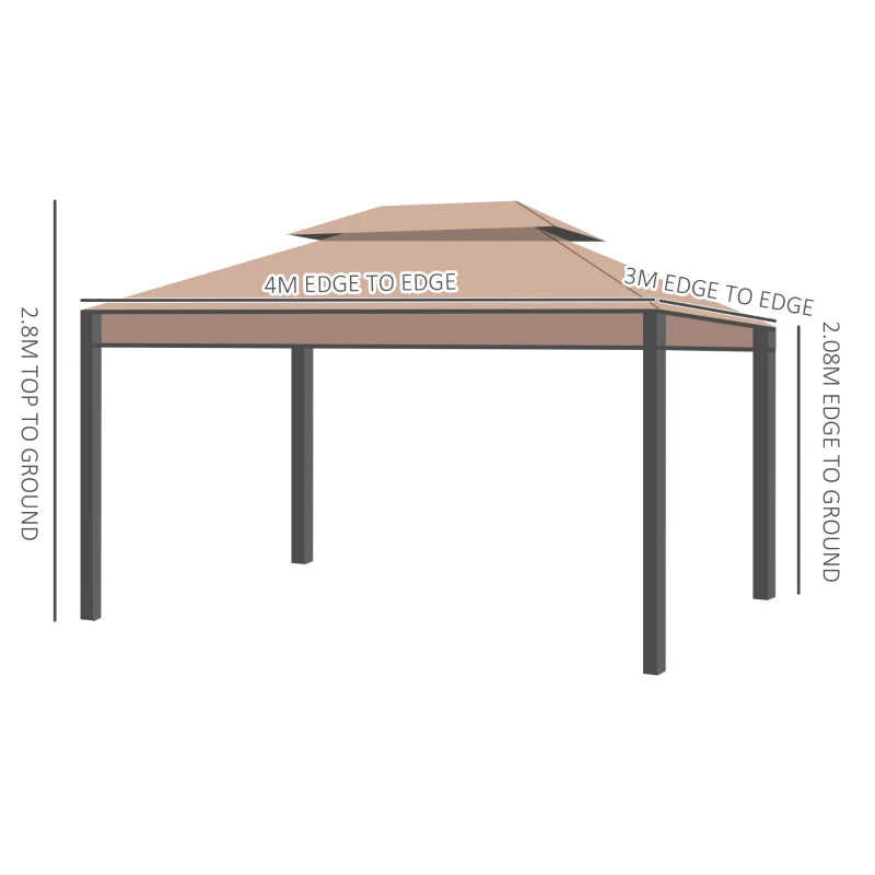 Outsunny 3 x 4m Garden Gazebo, Double Roof Marquee