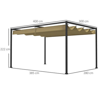 Outsunny 4 x 3m Metal Pergola with Retractable Roof