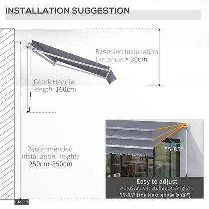 Outsunny Manual Retractable Awning 4m x 3m