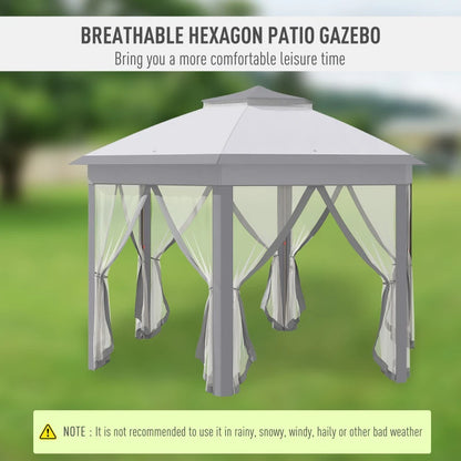 Outsunny 3 x 4m Metal Frame Hexagon Gazebo