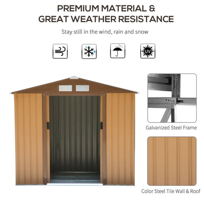 Outsunny 7 x 4ft Lockable Metal Garden Shed