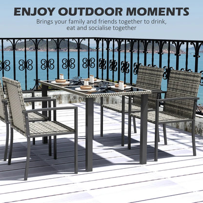 Outsunny Outdoor Rattan Dining Set 5 Pieces