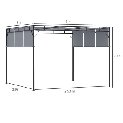 Outsunny 3 x 3(m) Steel Pergola Gazebo with Retractable Roof