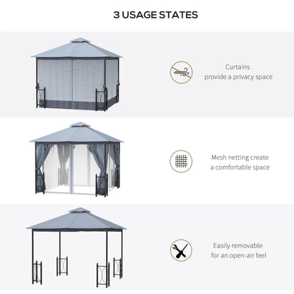 Outsunny 4 x 3.35(m) Patio Metal Gazebo Canopy