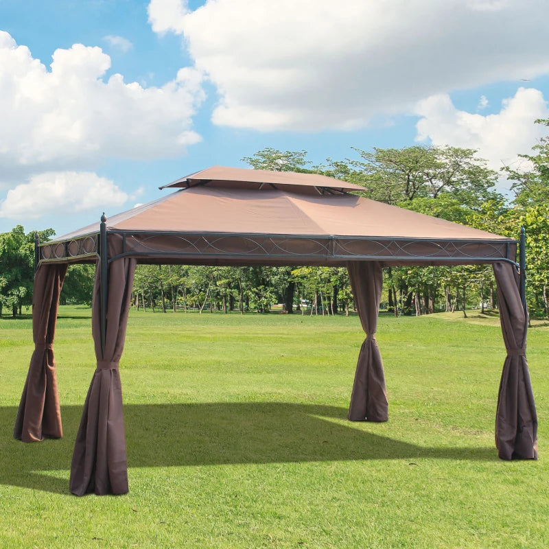 Outsunny 3 x 4m Garden Gazebo, Double Roof Marquee