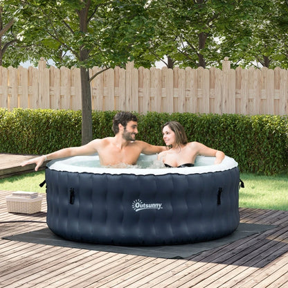 Outsunny Round Hot Tub Inflatable Spa Outdoor Bubble Spa Pool with Pump