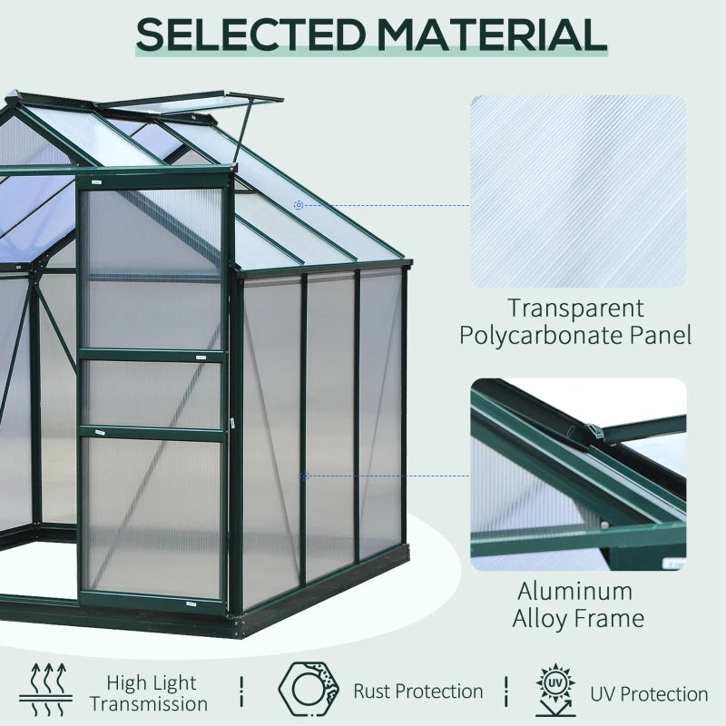 Outsunny 6 x 6ft Polycarbonate Greenhouse