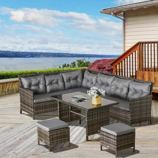 Outsunny 8-Seater Patio wicker Sofa Set Rattan Chair