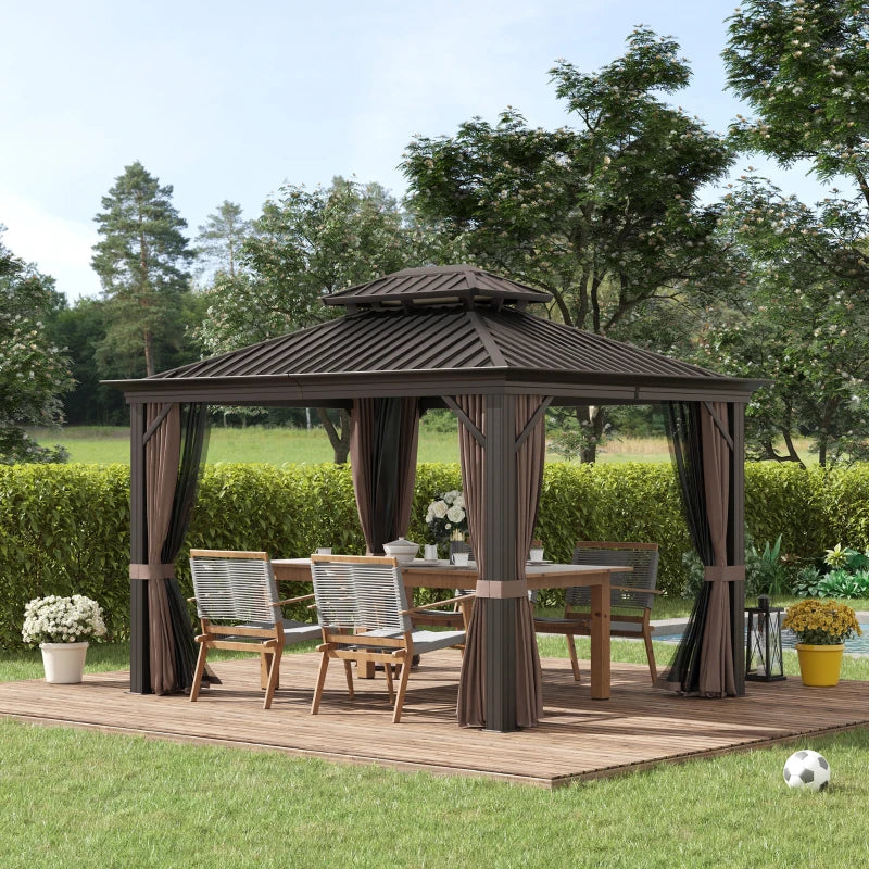 Outsunny Aluminium Hardtop Gazebo 3.65 x 3m