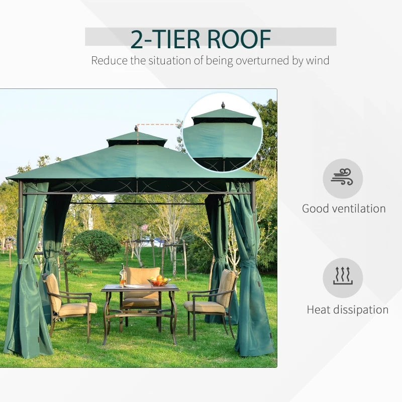 Outsunny 3m x3m Gazebo W/Metal Frame & Side