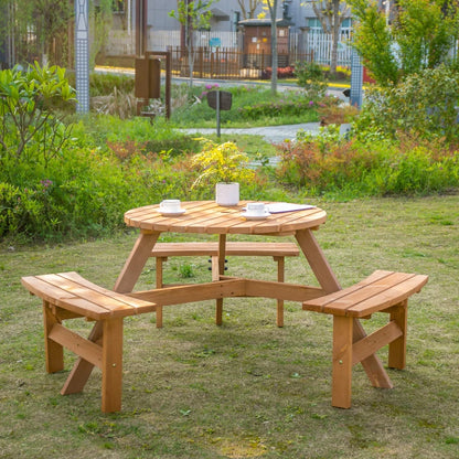 Outsunny 6 Seater Wooden Picnic Table and Bench Set