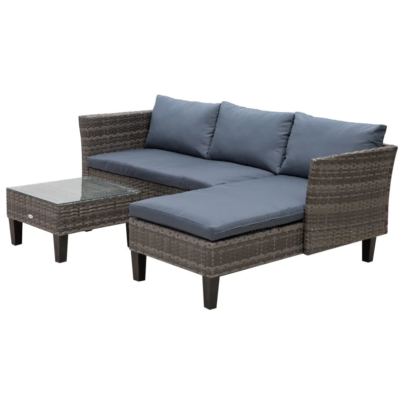 Outsunny 3 Pcs Garden Sofa PE Rattan Set