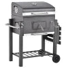 Outsunny Charcoal Grill BBQ Trolley with Adjustable Charcoal Grate