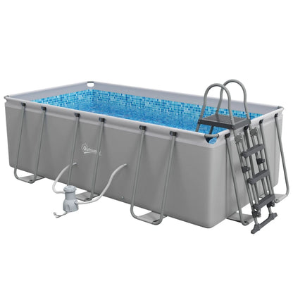 Outsunny Rectangle Steel Frame Swimming Pool with Ladder and Pump