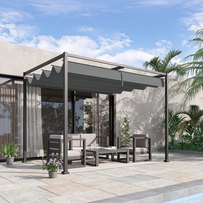 Outsunny 3 x 2m Metal Outdoor Pergola with Retractable Roof