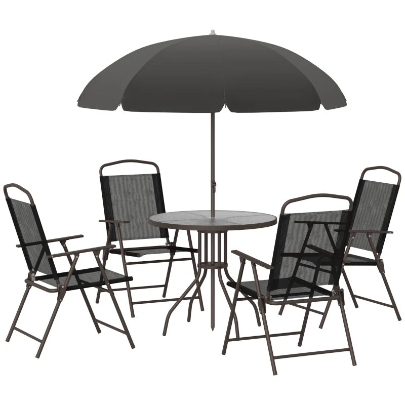 Outsunny 6 Piece Garden Dining Set with Umbrella