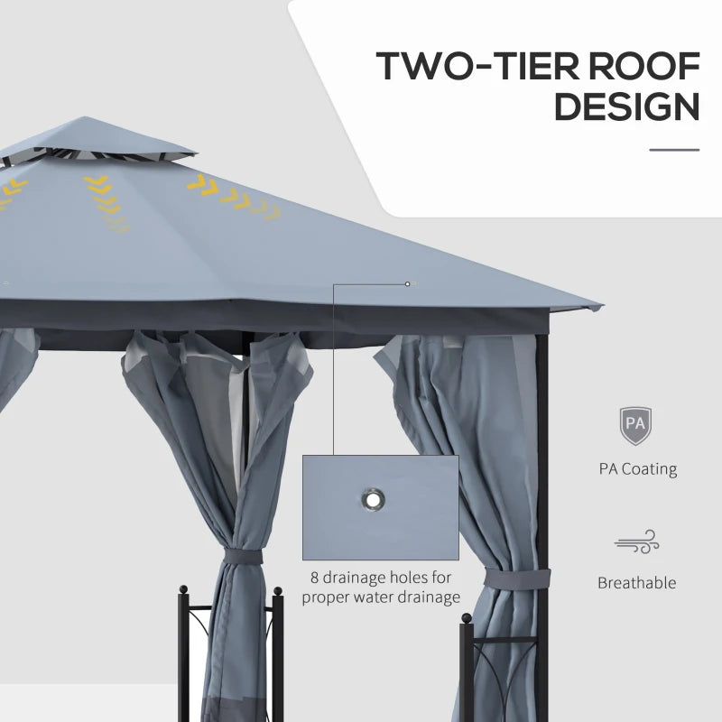 Outsunny 4 x 3.35(m) Patio Metal Gazebo Canopy