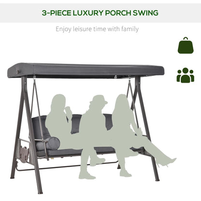 Outsunny 3 Seater Garden Swing Chair Outdoor Hammock Bench