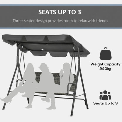 Outsunny 3-Seater Outdoor PE Rattan Swing Chair