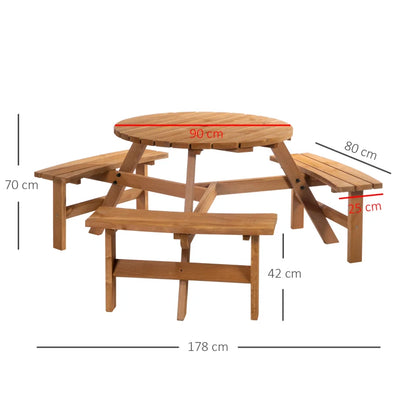 Outsunny 6 Seater Wooden Picnic Table and Bench Set