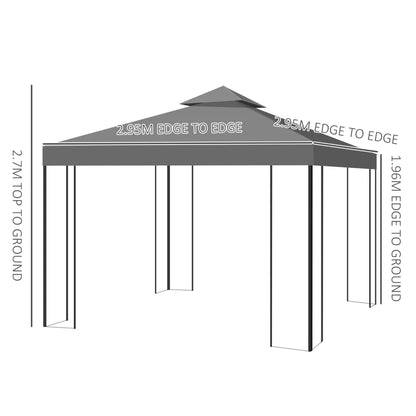 Outsunny 3 x 3m Outdoor Steel Gazebo with 2 Tier Roof