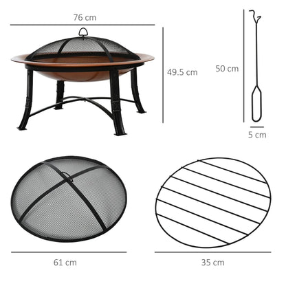 Outsunny 76cm Metal Large Firepit