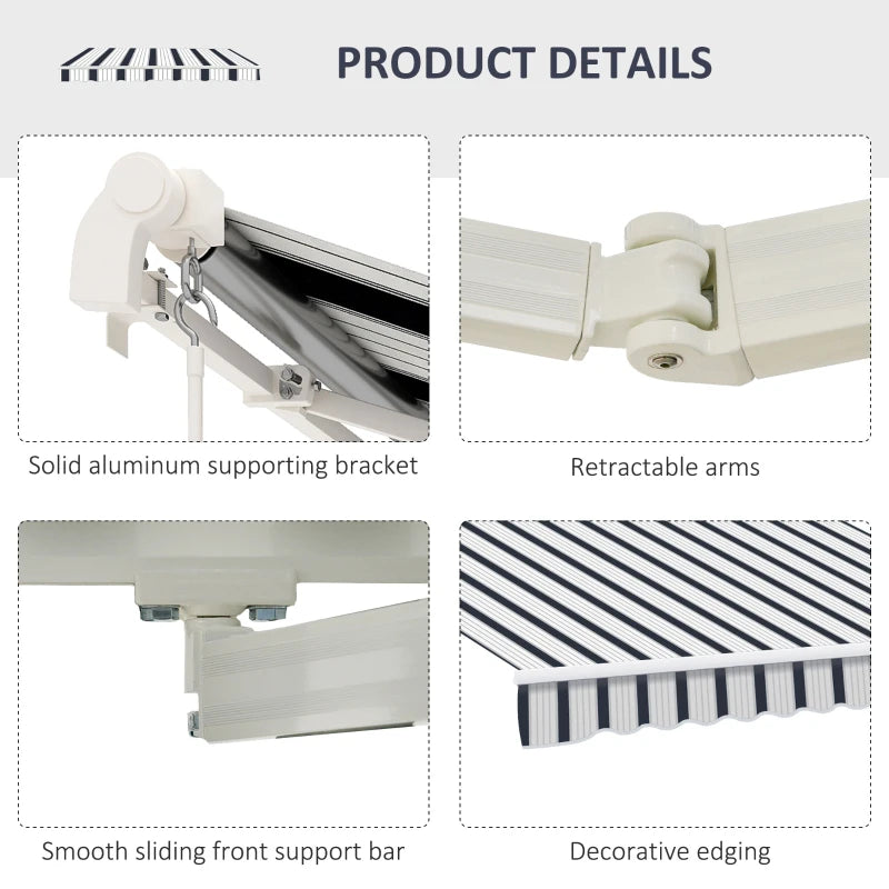 Outsunny Manual Retractable Awning 4x3m