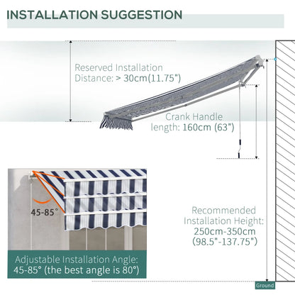 Outsunny Manual Retractable Awning 4x3m