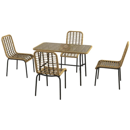 Outsunny 5 Pcs Rattan Outdoor Dining Set Patio Conservator