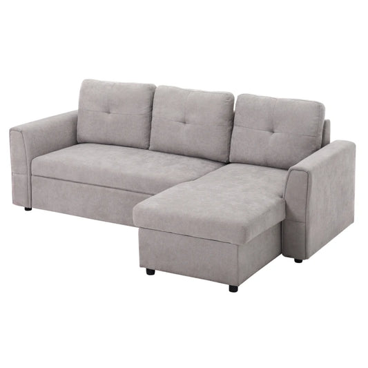 HOMCOM Linen-Look 'L' Storage Sofa Bed