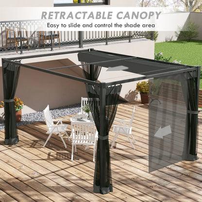 Outsunny 3 x 4m Aluminium Frame Pergola, with Retractable Roof