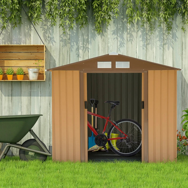 Outsunny 7 x 4ft Lockable Metal Garden Shed