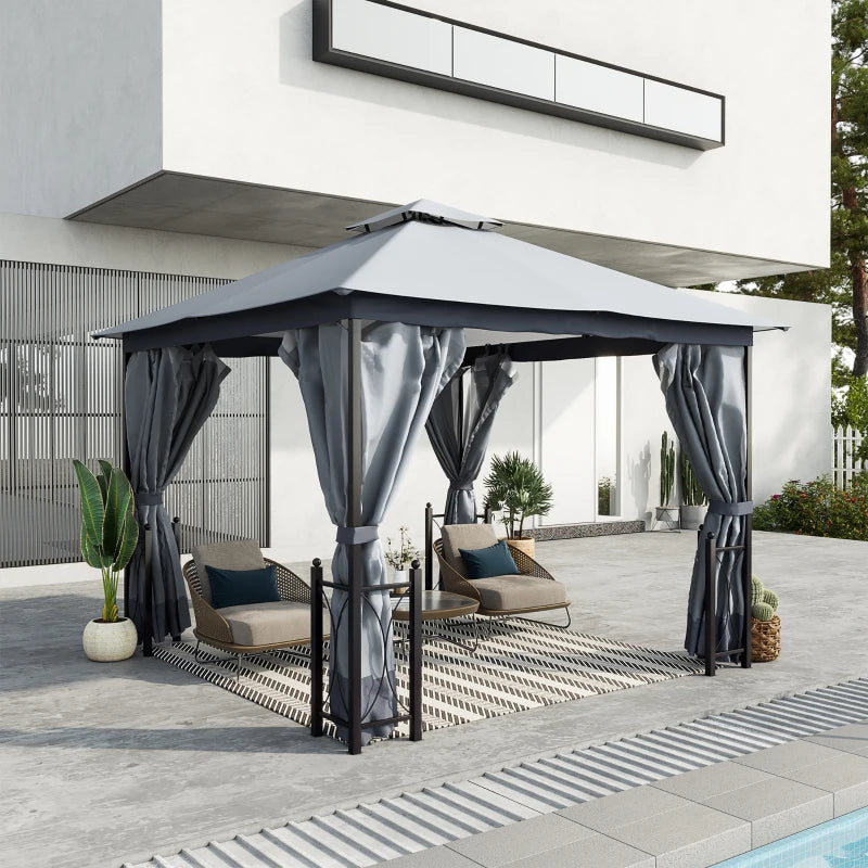 Outsunny 4 x 3.35(m) Patio Metal Gazebo Canopy