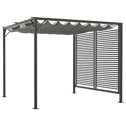 Outsunny 3 x 2.8m Metal Pergola, with Retractable Fabric Roof