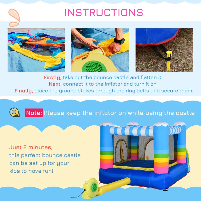 Outsunny Kids Bounce Castle Inflatable House with Trampoline Pool Climbing Wall