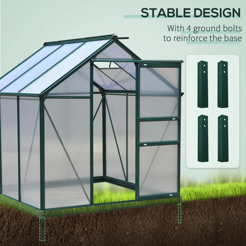 Outsunny 6 x 6ft Polycarbonate Greenhouse