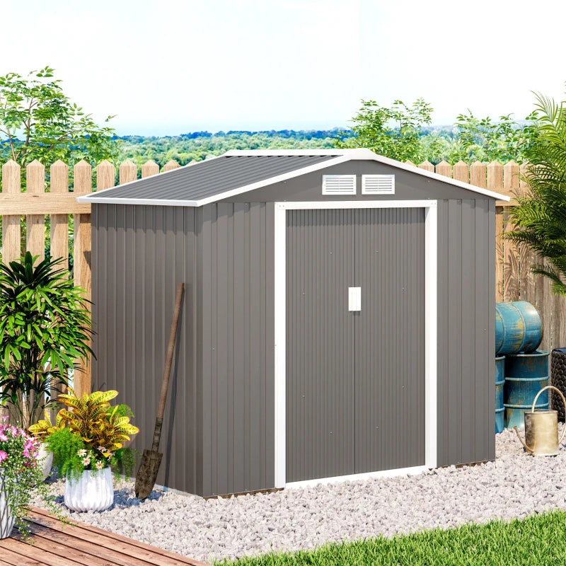 Outsunny 7ft x 4ft Lockable Garden Metal Storage Shed