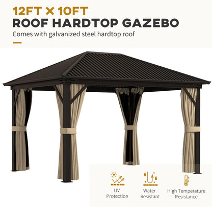 Outsunny 3.6 x 3m Aluminium Frame Hardtop Gazebo, with Accessories