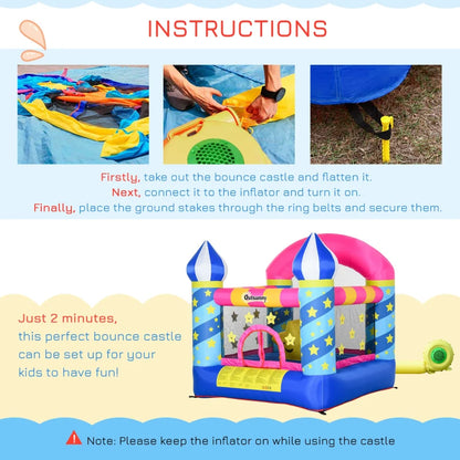 Outsunny Kids Bouncy Castle, Inflatable Trampoline with Blower