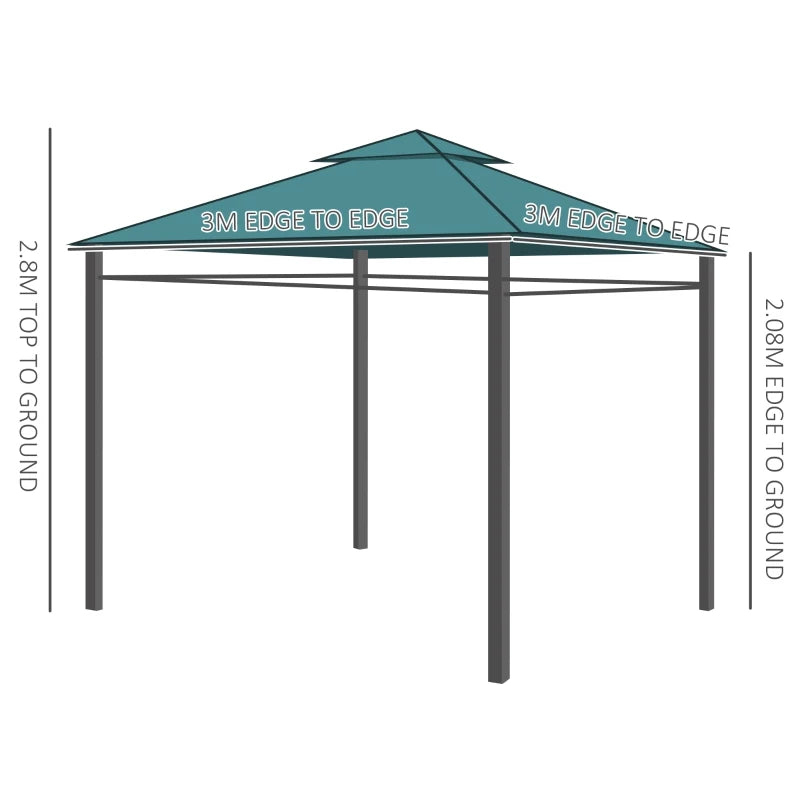 Outsunny 3m x3m Gazebo W/Metal Frame & Side